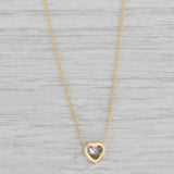 New 0.27ct Heart Diamond Pendant Necklace 14k Yellow Gold 16-18" Adjustable