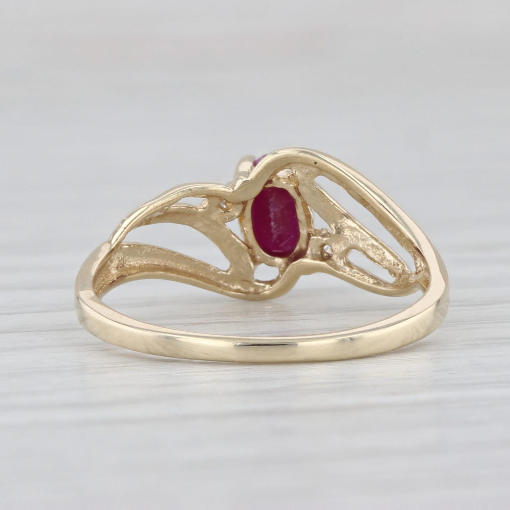 Ruby Diamond Bypass Ring 10k Yellow Gold Size 7.25