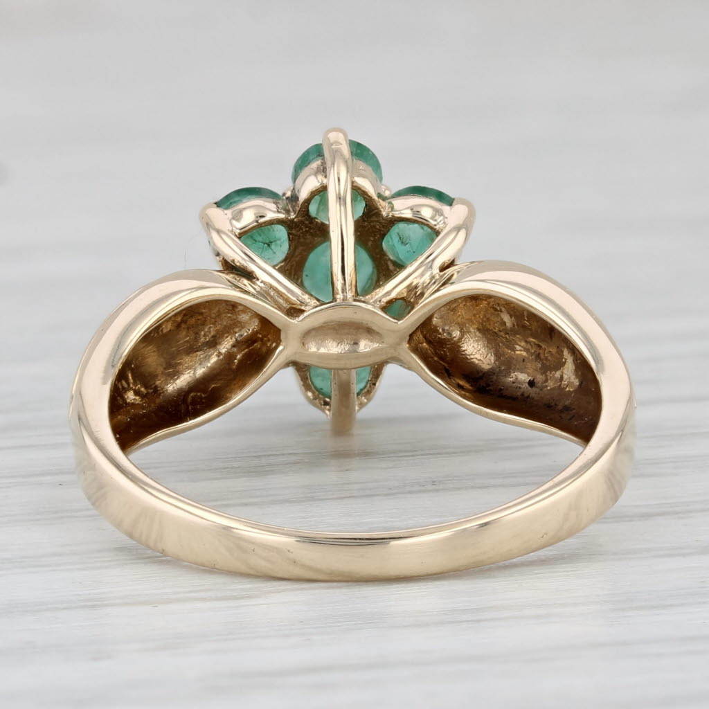 Light Gray 1.25ctw Emerald Flower Cluster Ring 14k Yellow Gold Size 8