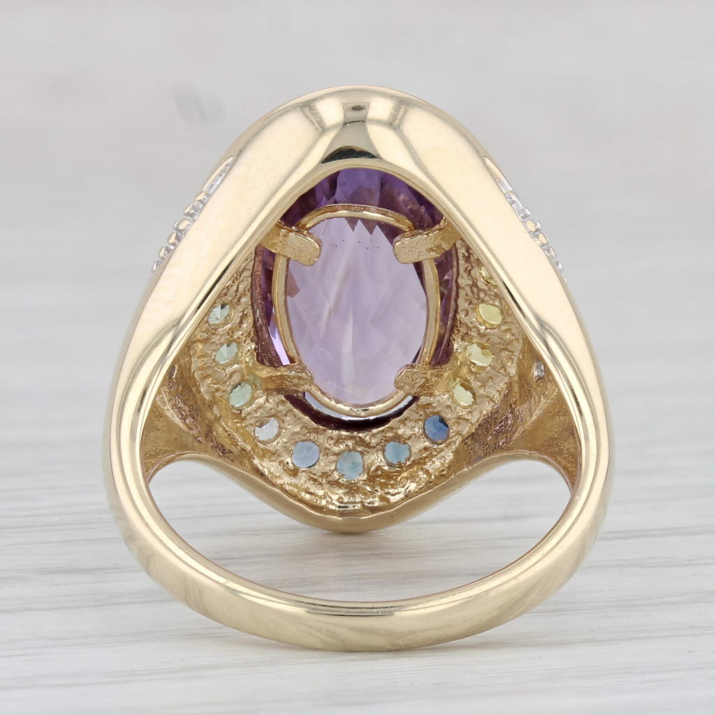 Light Gray 4.50ctw Oval Amethyst Sapphire Halo Ring 14k Gold Size 7.25 Cocktail Diamond