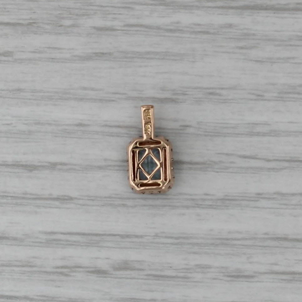 Le Vian 0.83ctw Aquamarine Diamond Halo Pendant 14k Yellow Gold Small Drop