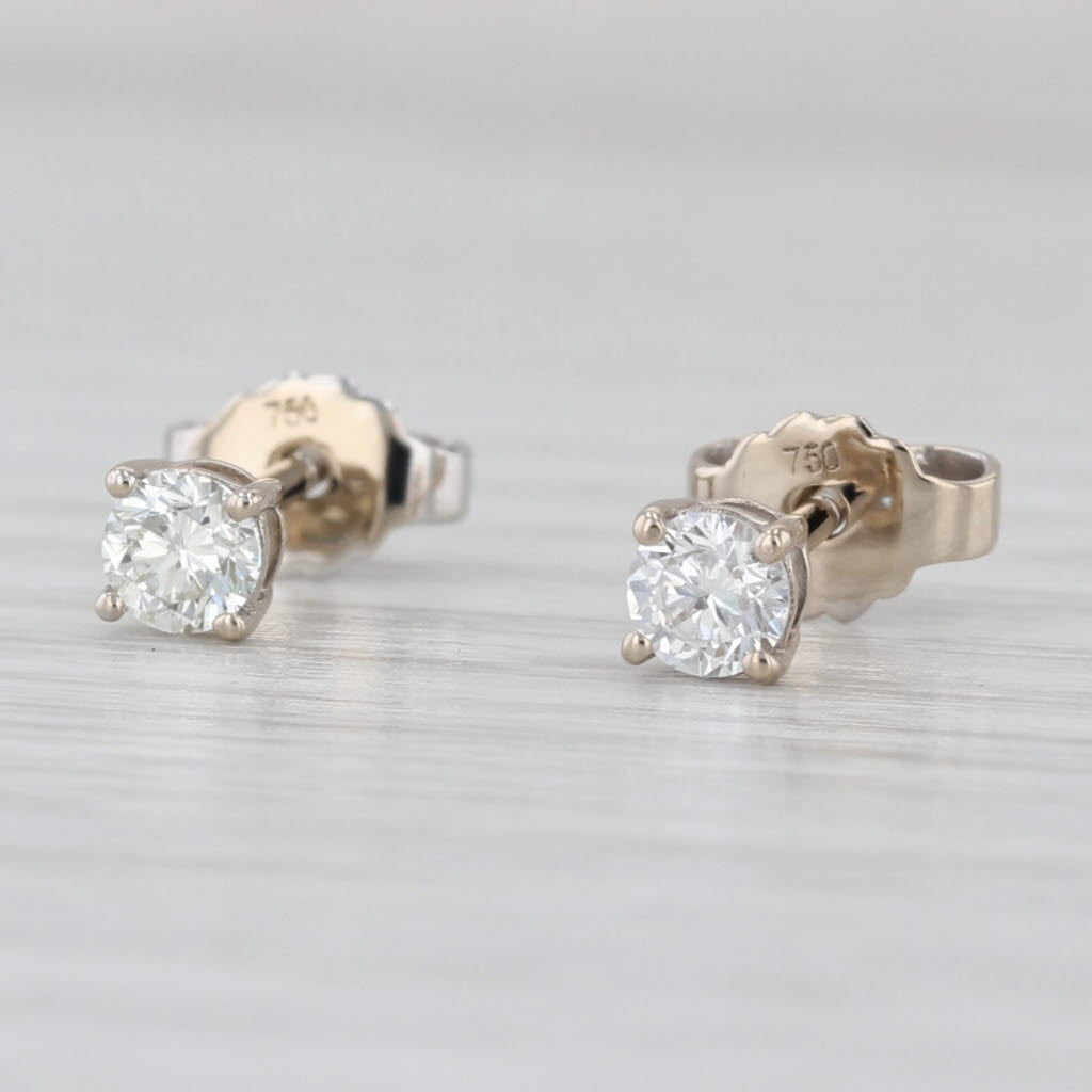 0.32ctw Round Diamond Solitaire Stud Earrings 18k White Gold Studs