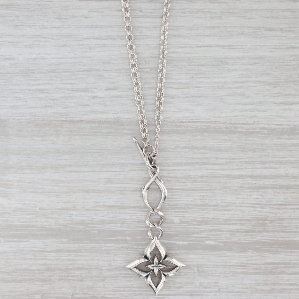 Gray Ann King Flower Pendant Necklace Sterling Silver 14k Gold Cable Chain Toggle
