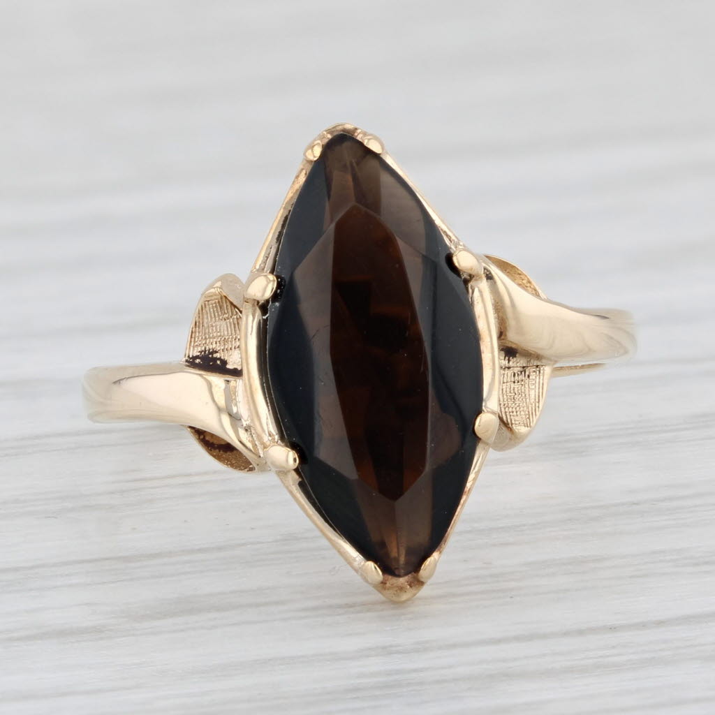 Light Gray 2ct Smoky Quartz Marquise Solitaire Ring 10k Yellow Gold Size 7