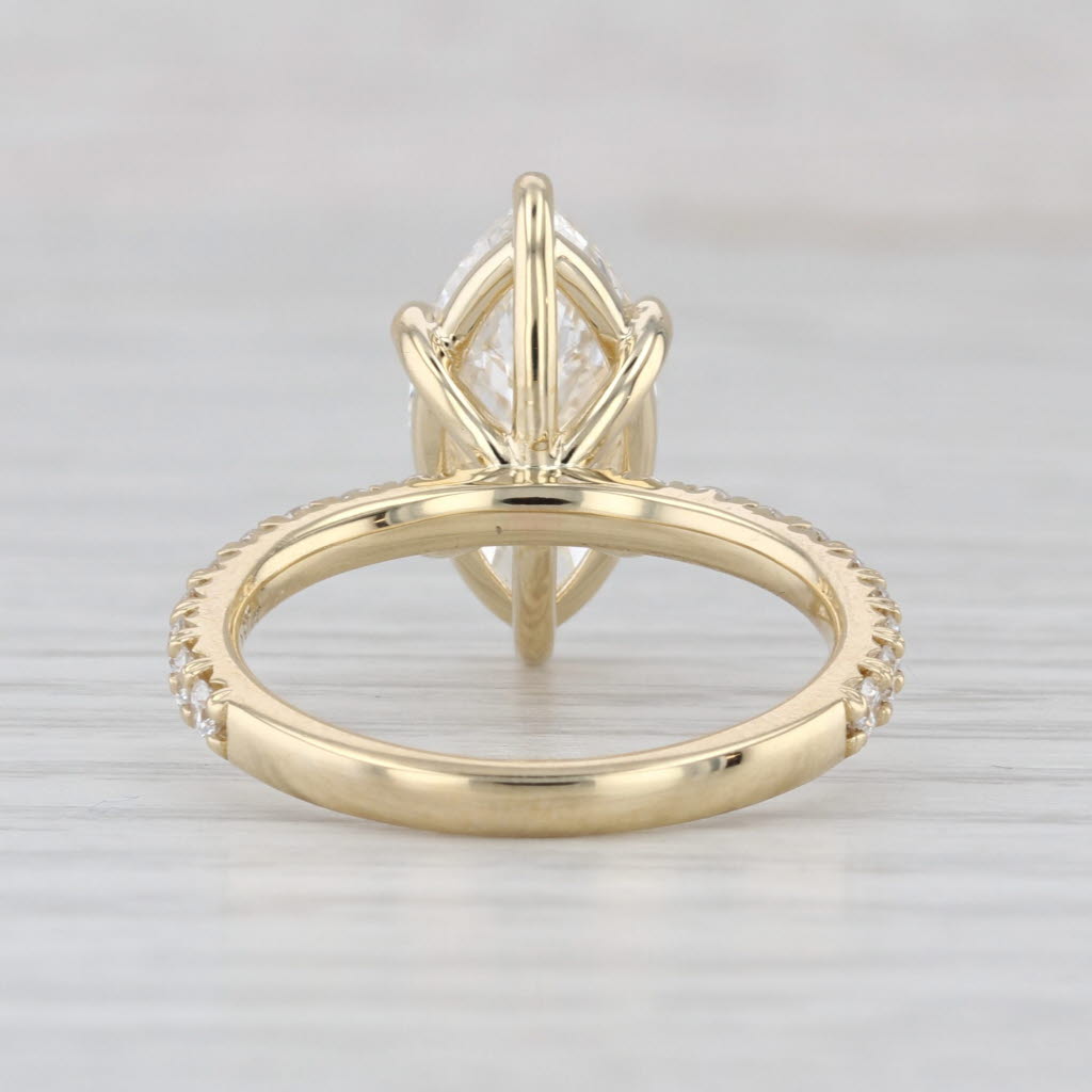 New IGI 3.53ctw Lab Grown Diamond Marquise Engagement Ring 14k Gold Size 6