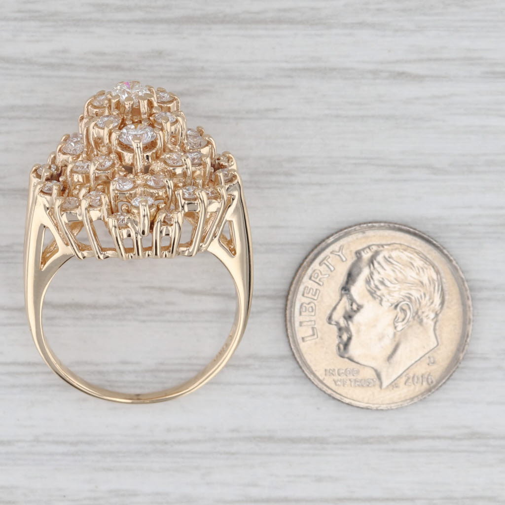 1.77ctw Diamond Cluster Ring 14k Yellow Gold Size 8 Cocktail