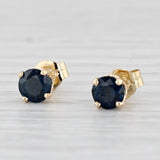 1ctw Round Blue Sapphire Solitaire Stud Earrings 14k Yellow Gold