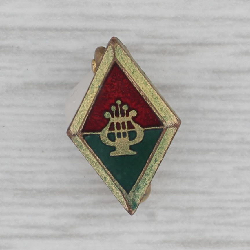 Gray Alpha Chi Omega Pledge Pin Vintage Harp Crest Badge Vintage Enamel