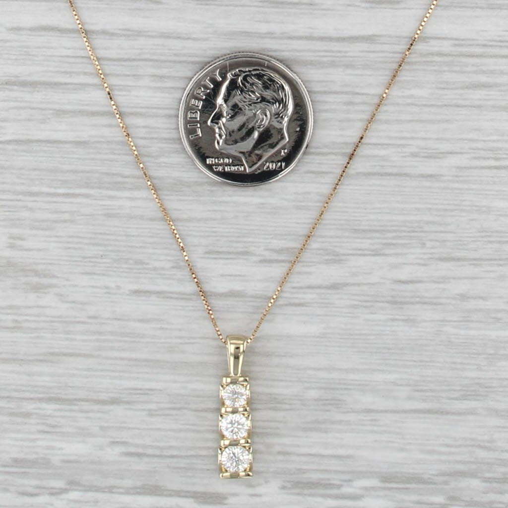 0.42ctw Diamond 3-Stone Journey Pendant Necklace 14k Gold 18.25" Box Chain