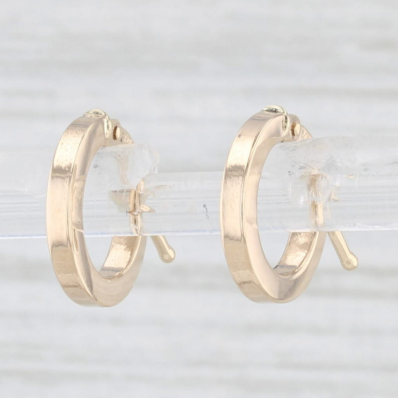 New Small Round Hoop Earrings 14k Yellow Gold Pierced Snap Top Hoops