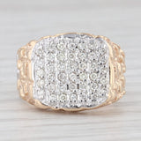 0.40ctw Diamond 14k Yellow Gold Nuggt Ring Size 7.25