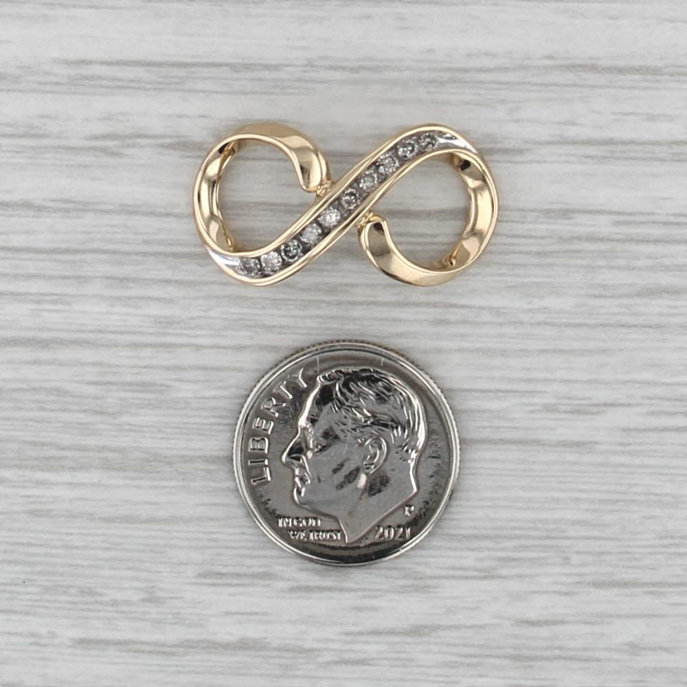 0.18ctw Diamond Infinity Knot Pendant 14k Yellow Gold Floating Figure-8