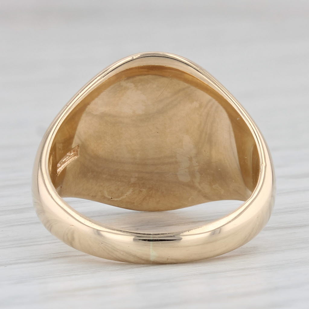 Gray Vintage Engravable Oval Signet Ring 14k Yellow Gold Size 6.75-7