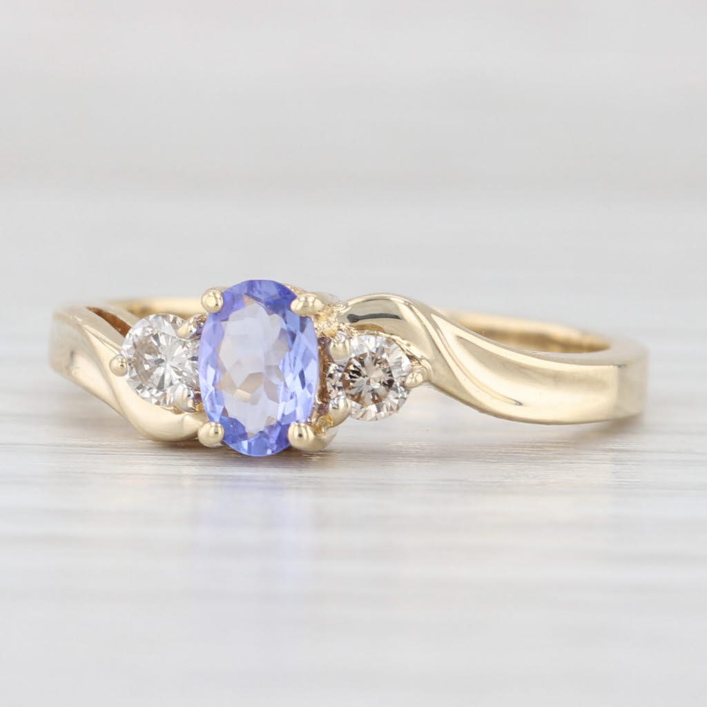 Light Gray 0.70ctw Oval Tanzanite Diamond Ring 14k Yellow Gold Size 7