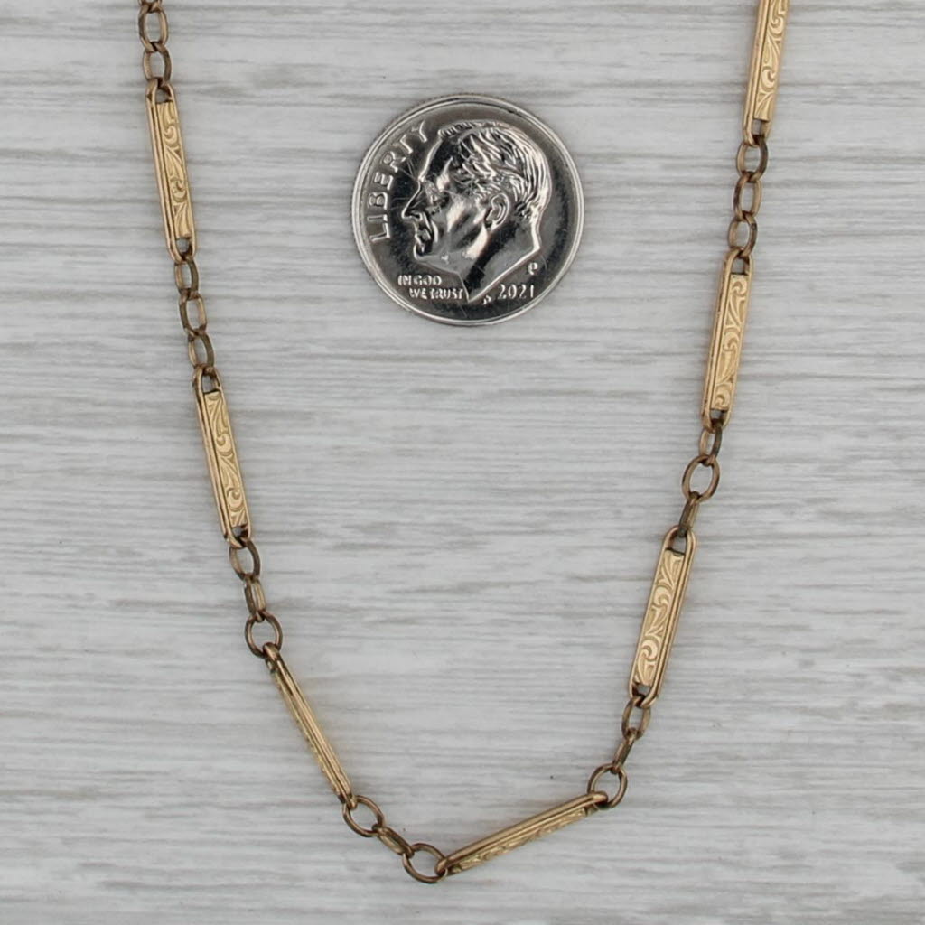 Antique Bar Link Necklace 1/20 12k Gold Filled 25" 2.8mm