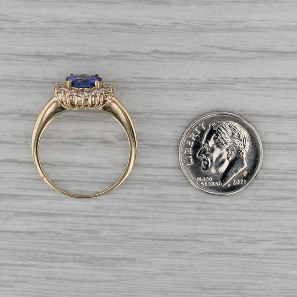 2.46ctw Tanzanite Diamond Halo Ring 14k Yellow Gold Size 9 Engagement