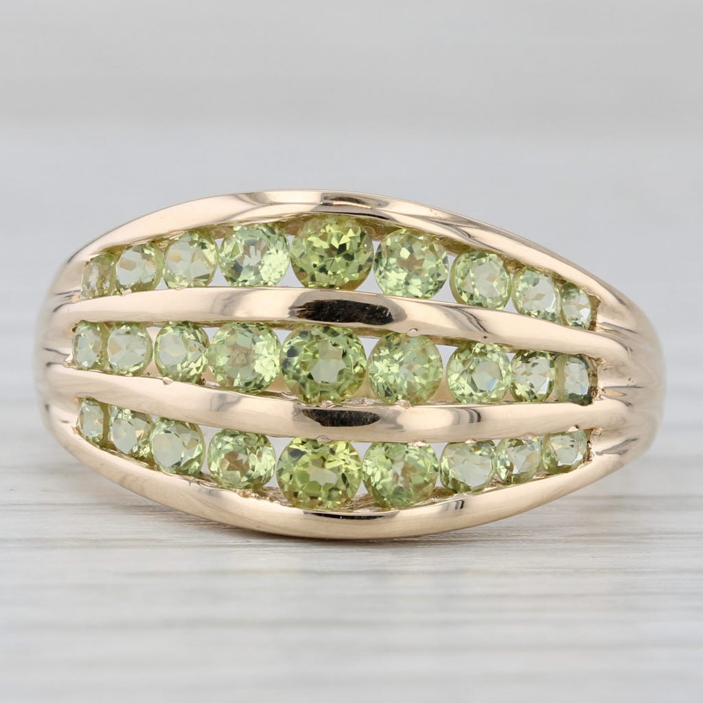 Gray 2ctw Green Peridot Ring 14k Yellow Gold Size 10