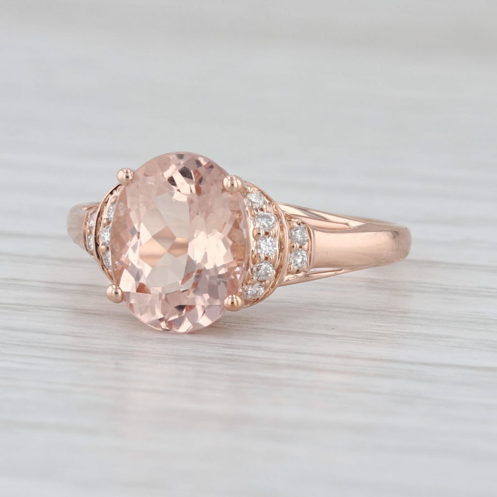 2.57ctw Morganite Diamond Ring 10k Rose Gold Size 7.25 Engagement