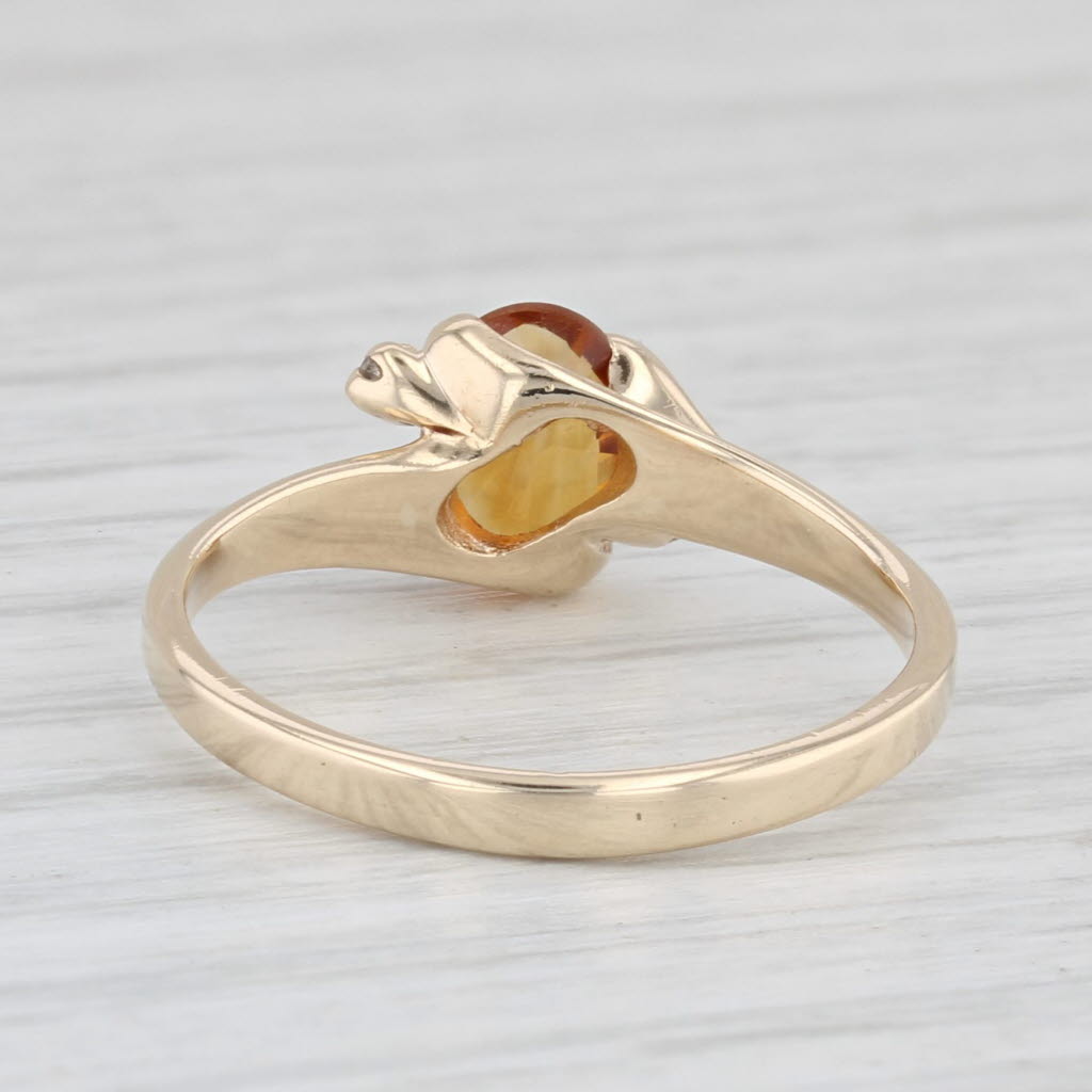 Light Gray 0.70ct Oval Citrine Solitaire Ring 10k Yellow Gold Size 6.25 Diamond Accents