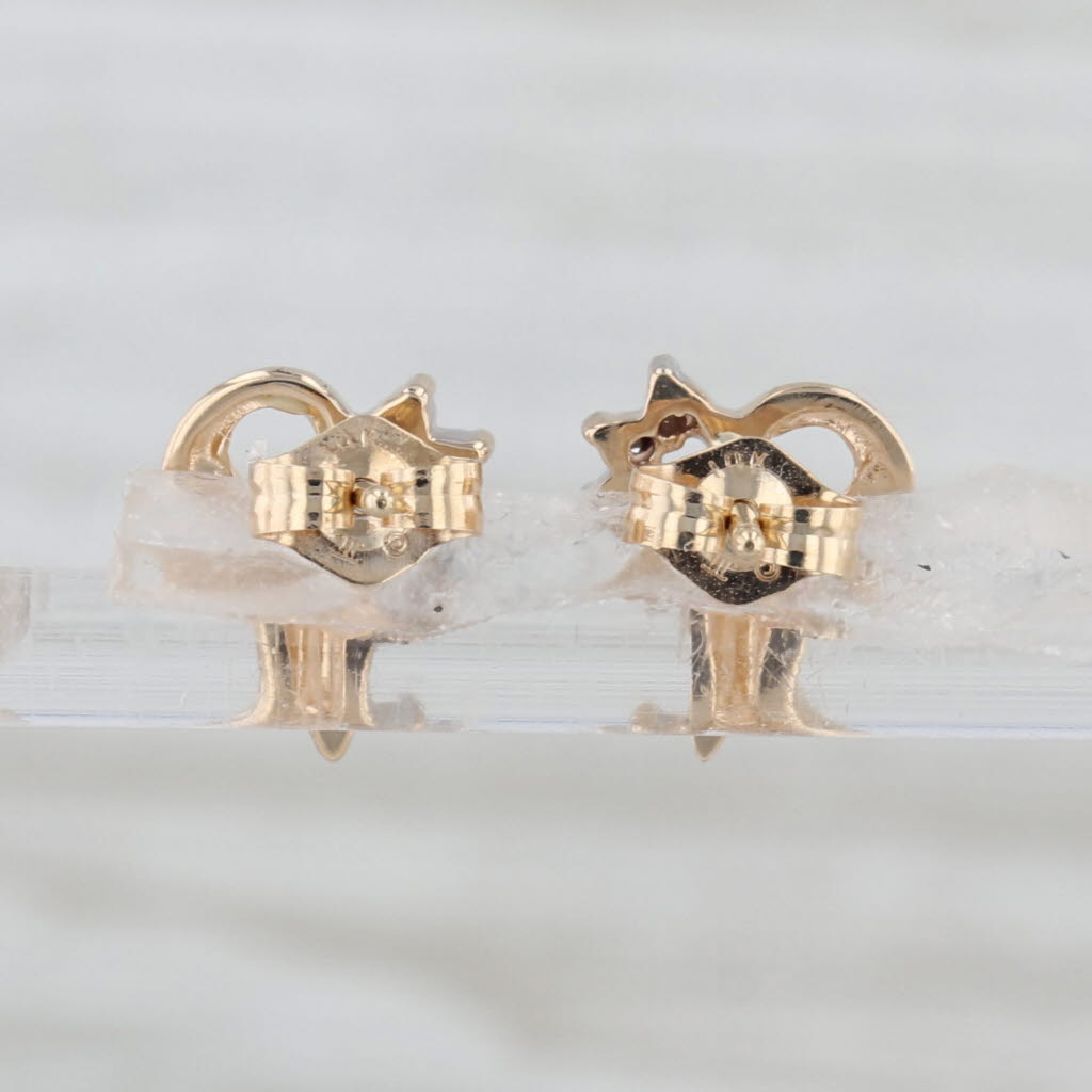 Diamond Accented Heart Stud Earrings 14k Yellow White Gold Studs