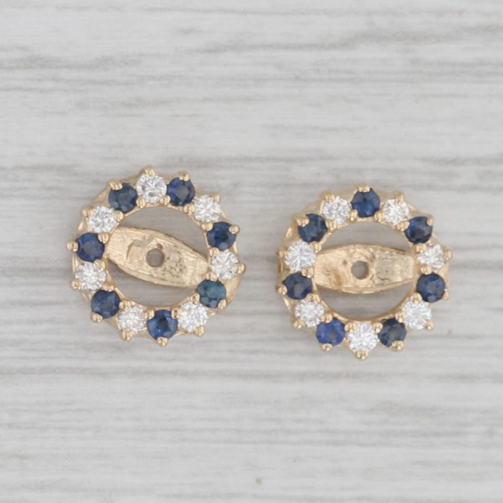 Gray 0.40ctw Sapphire and Diamond Halo Earring Enhancers 14k Yellow Gold