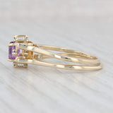 Light Gray 0.86ctw Citrine Amethyst Diamond Reversible Ring 14k Yellow Gold Size 7
