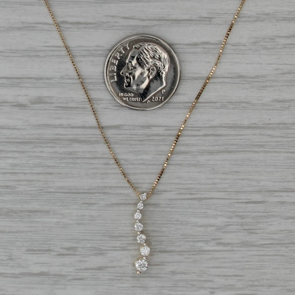 0.20ctw Diamond Journey Pendant Necklace 14k Yellow Gold 19.5" Box Chain