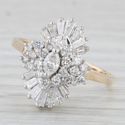 Light Gray 0.73ctw Diamond Cluster Engagement Ring 14k Yellow Gold Size 9