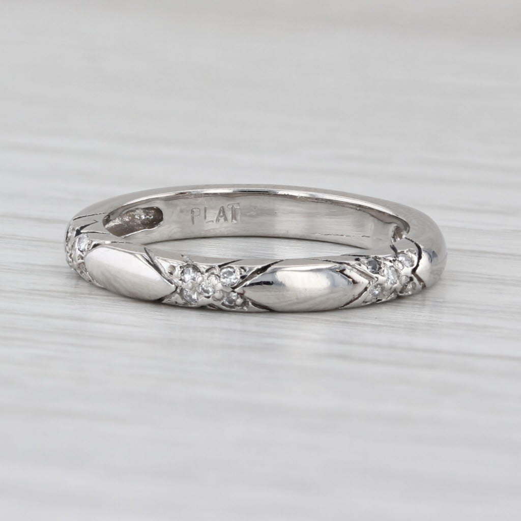 Diamond Accented Ring Platinum Size 6.75 Stackable Wedding Band