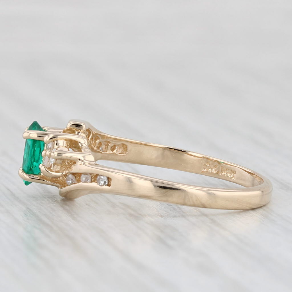 Light Gray 0.47ctw Diamond Lab Created Emerald Ring 14k Yellow Gold Size 6.25