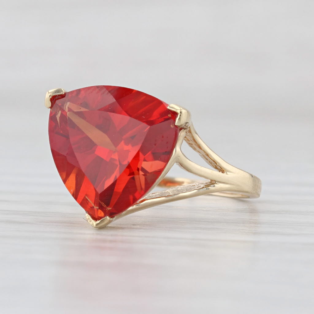 8.40ct Red Orange Lab Created Sapphire Ring 10k Yellow Gold Size 7 Solitaire