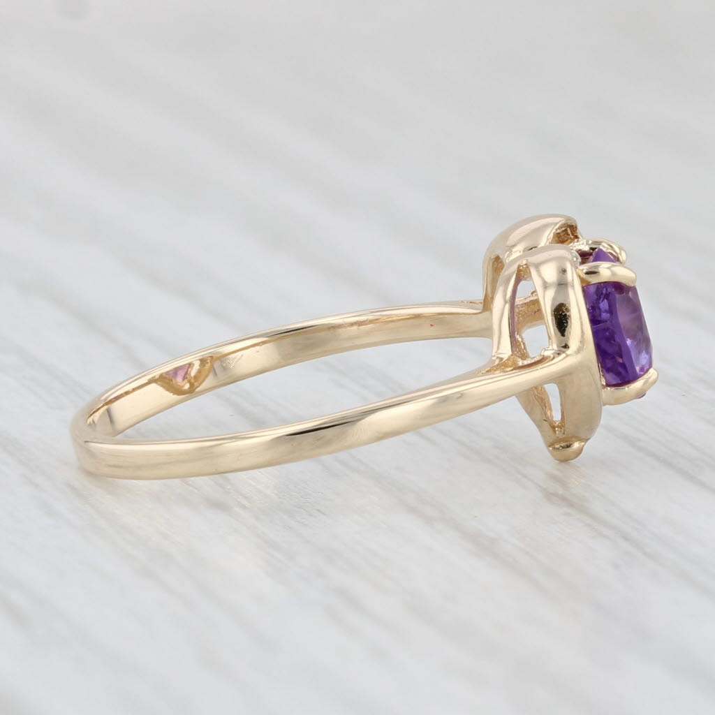 Light Gray 0.65ct Amethyst Heart Ring 10k Yellow Gold Diamond Accents Size 6.25