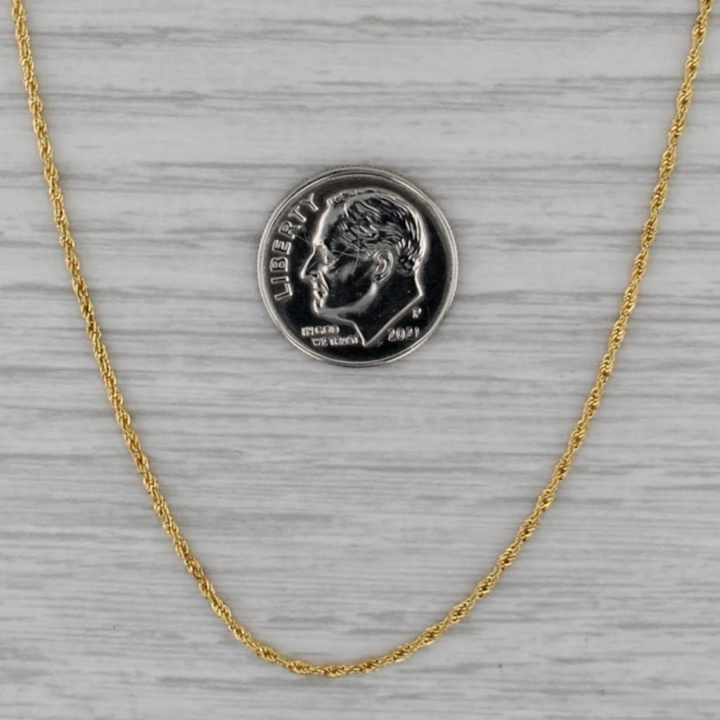 18" 1.2mm Rope Chain Necklace 18k Yellow Gold