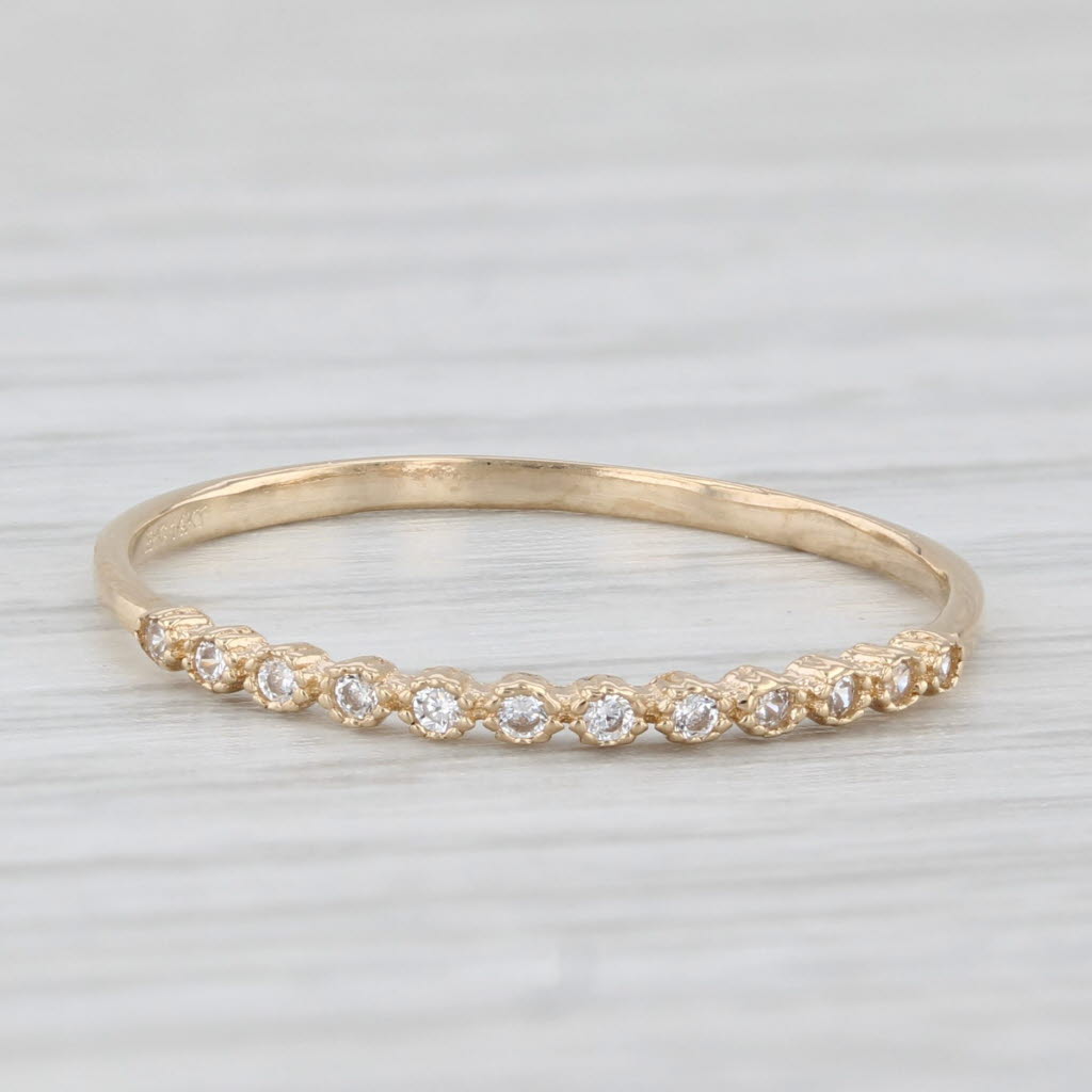 Light Gray Cubic Zirconia Stackable Ring 14k Yellow Gold Size 6 Wedding Band