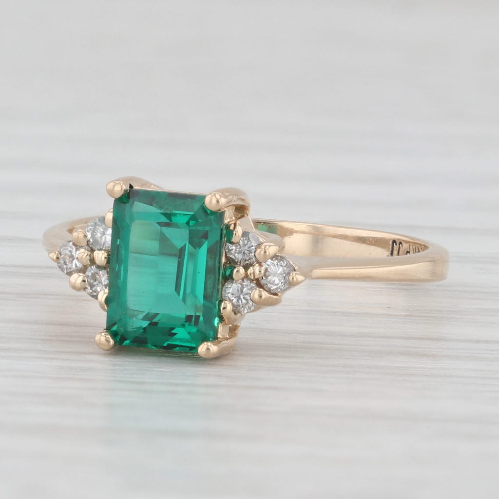 Light Gray 1.09ctw Lab Created Emerald Diamond 14k Yellow Gold Size 6.5