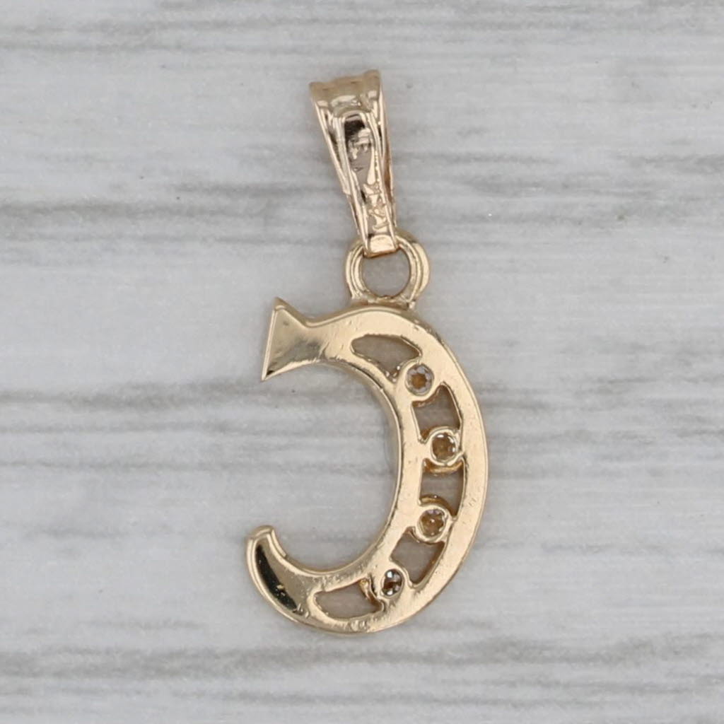 Gray Diamond Letter "C" Pendant 14k Yellow Gold Small Initial