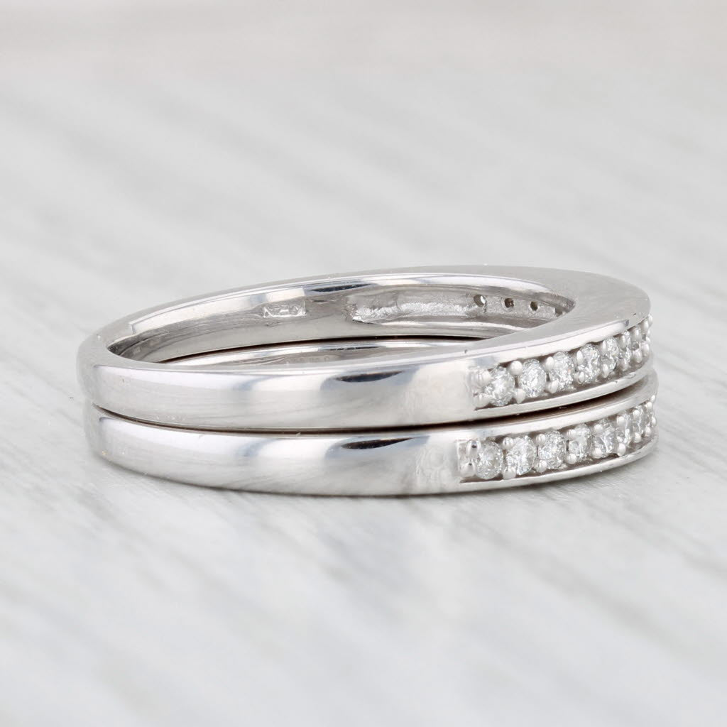 Light Gray 0.45ctw Diamond Rings Set of 2 14k White Gold Size 7 Wedding Bands