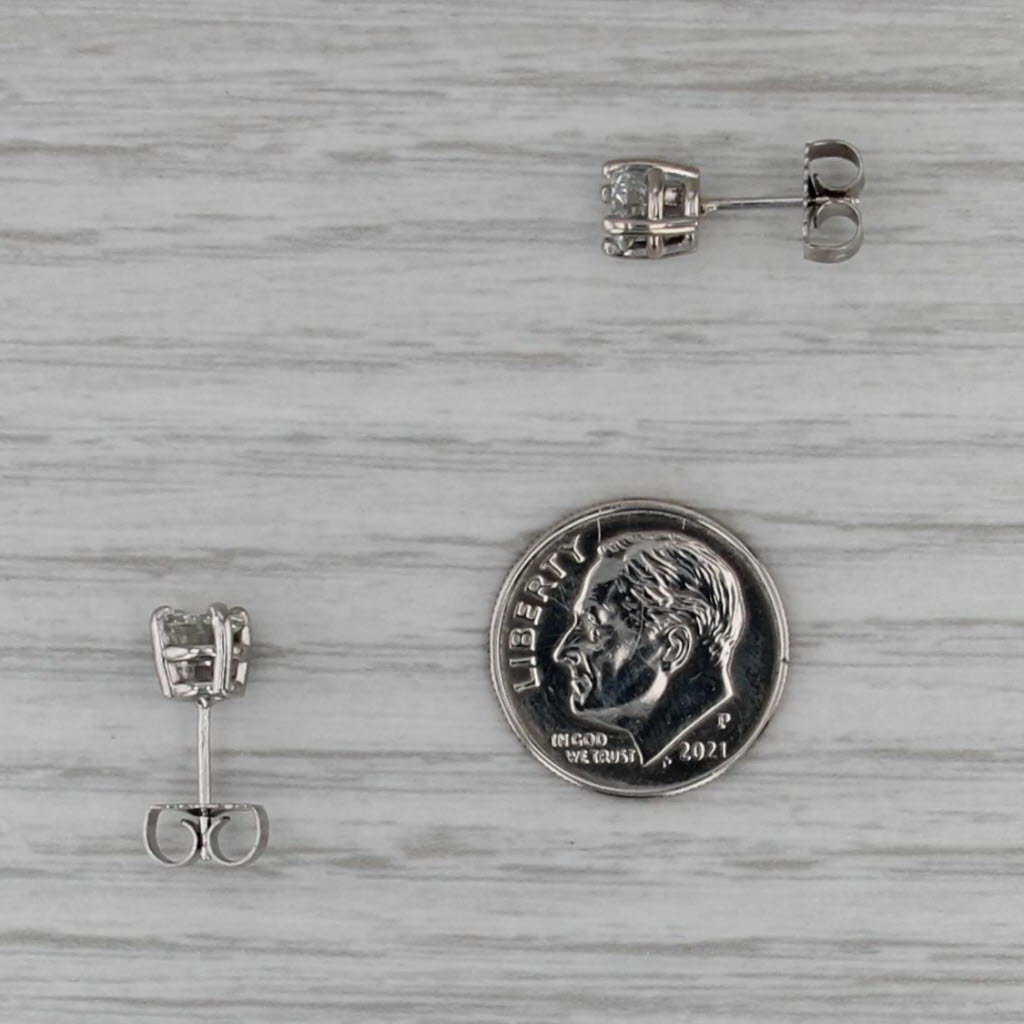 0.97ctw VS2 Round Diamond Solitaire Stud Earrings 14k White Gold Studs