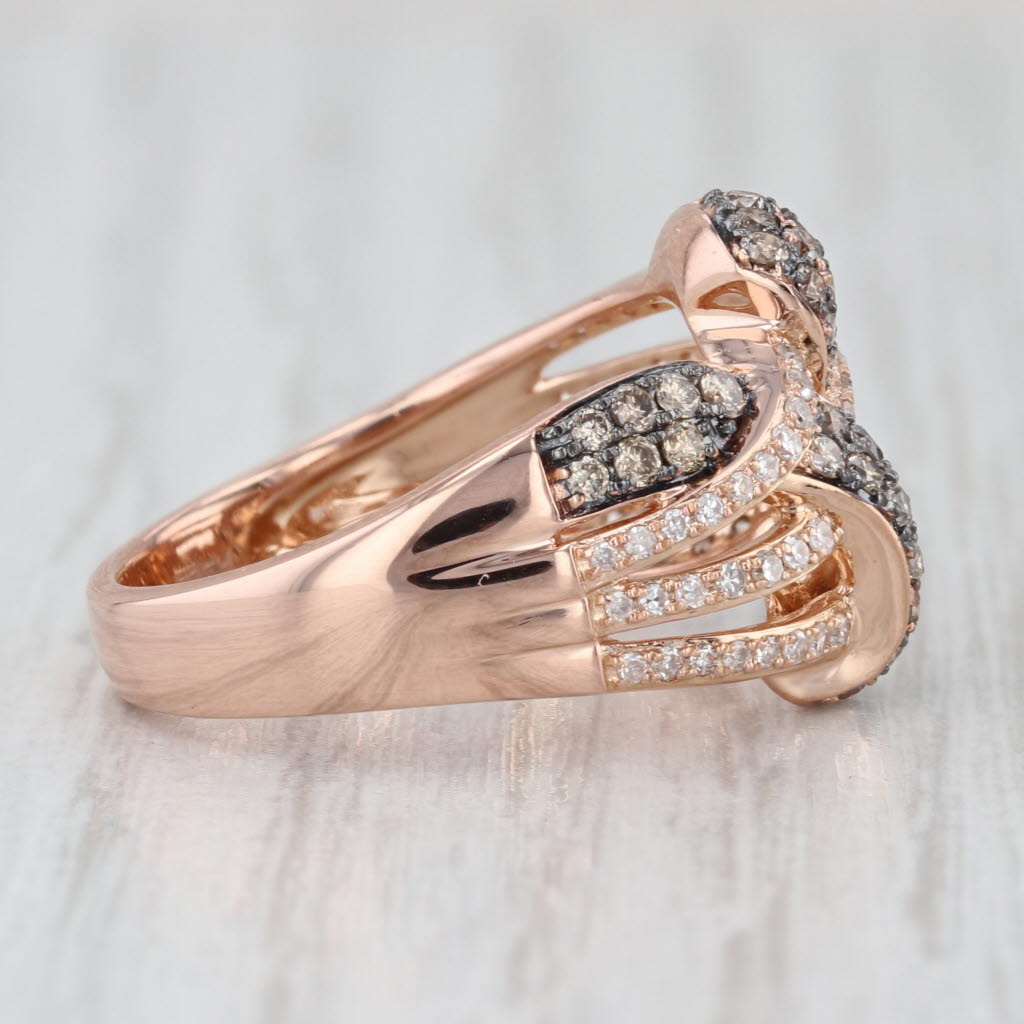 Effy 0.71ctw Champagne White Diamond Knot Ring 14k Rose Gold Size 7