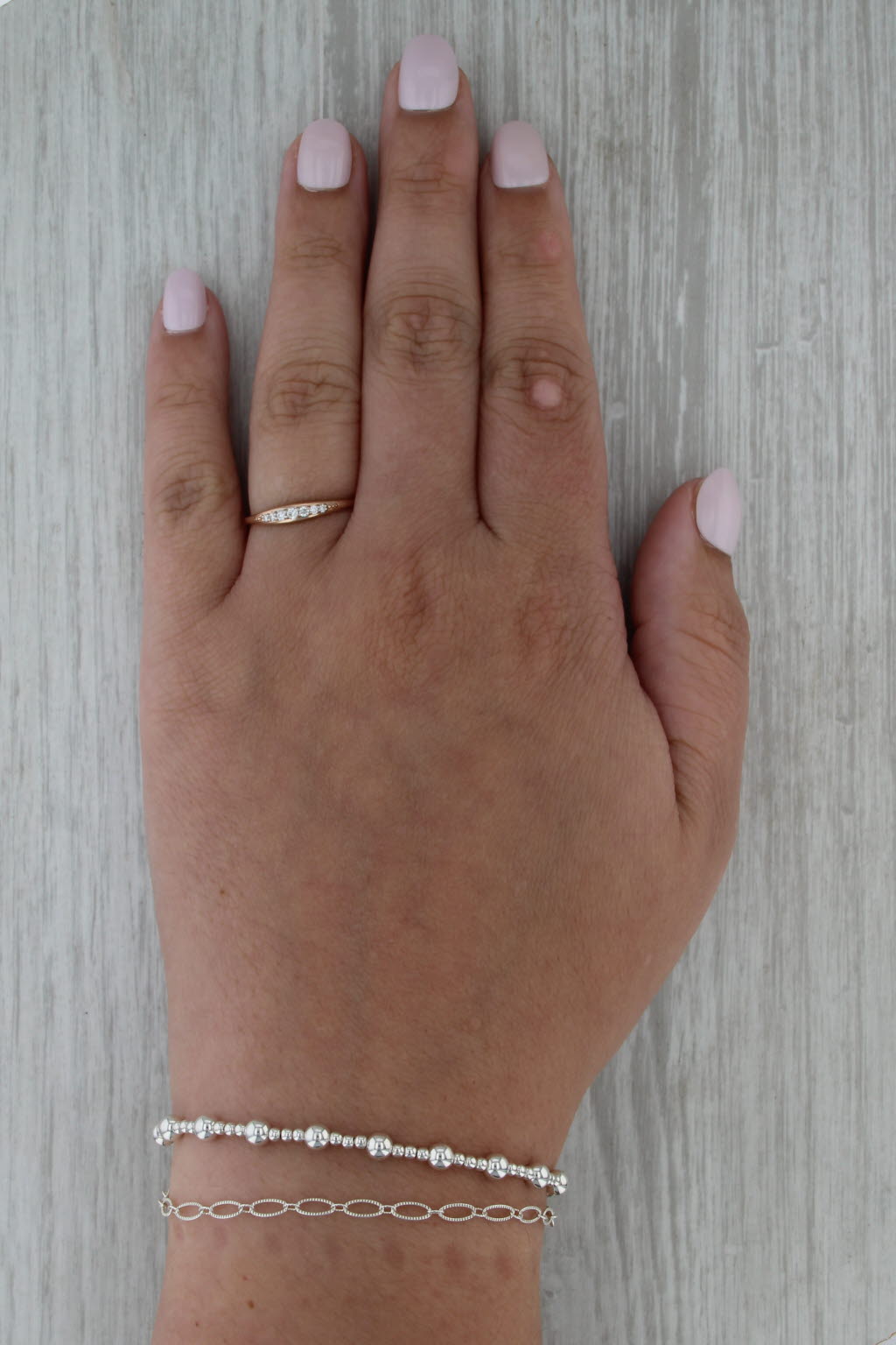 Ferkos 0.08ctw Diamond 14k Rose Gold Ring Size 7 Wedding Band Stackable