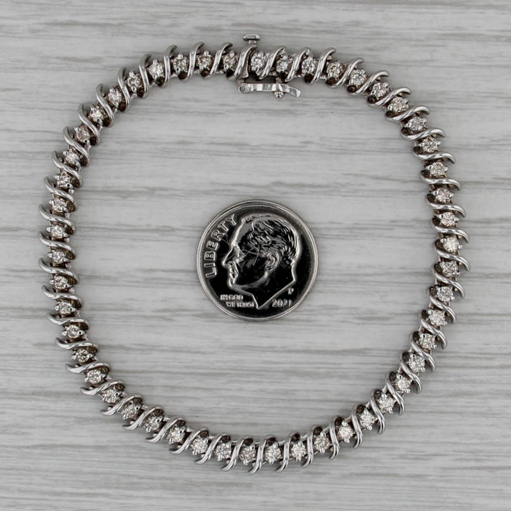 1.75ctw Diamond Tennis Bracelet 14k White Gold 7.25" 5.4mm