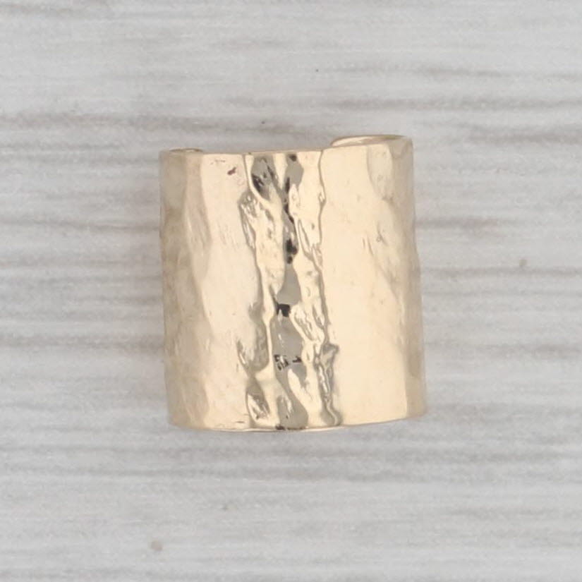 Gray Hammered 14k Yellow Gold Ear Cuff Adjustable Artisan Signed