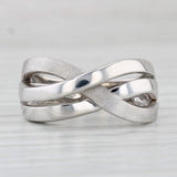 Light Gray Woven 3-Band Ring 14k White Gold Size 7 Statement