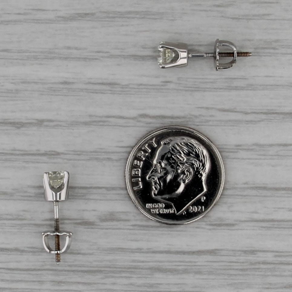 0.90ctw VS2 Round Diamond Stud Earrings 14k White Gold Solitaire Studs