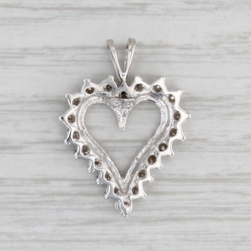 Gray 0.35ctw Diamond Framed Open Heart Pendant 10k White Gold