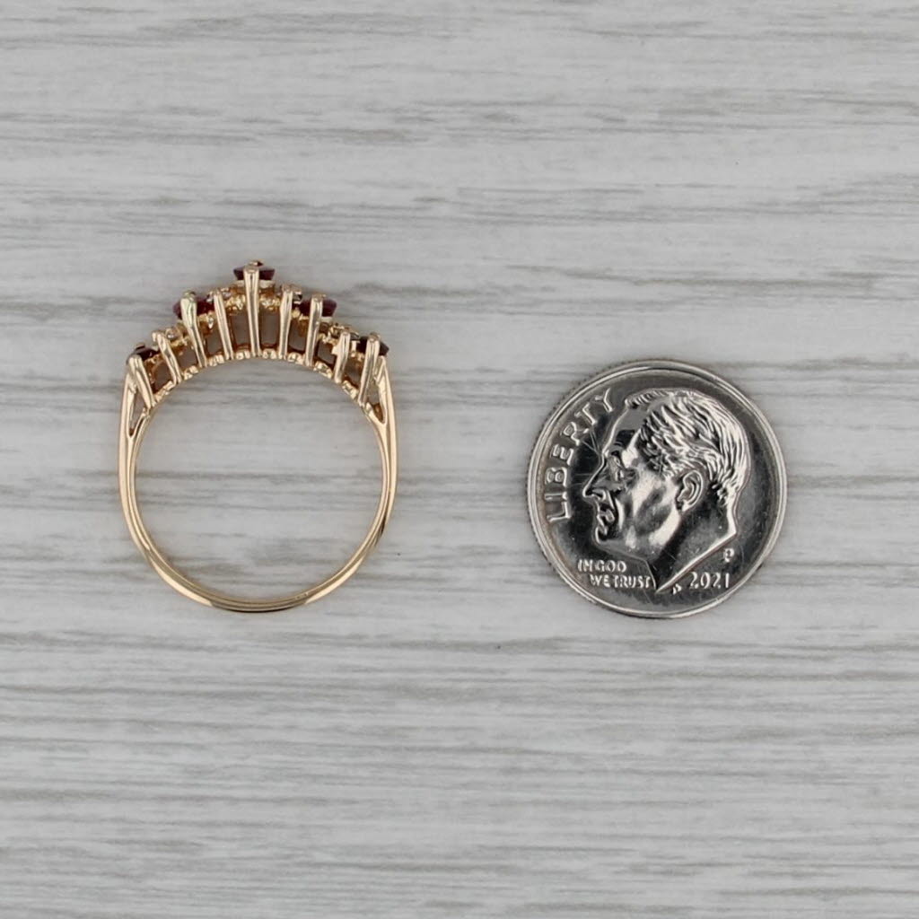 0.81ctw Ruby Diamond Tiered Pyramid Rooftop Ring 14k Gold Size 6.25 Stackable