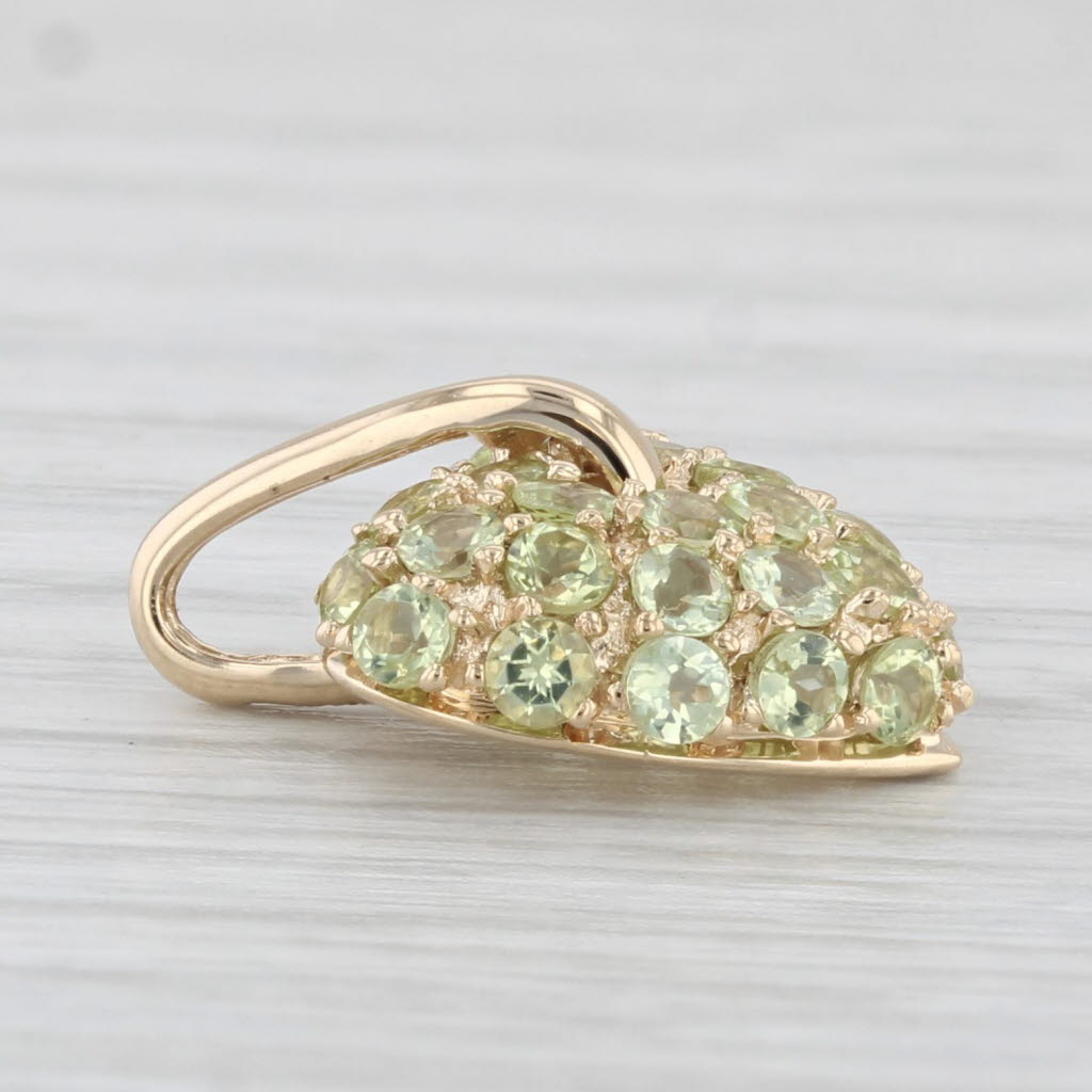 Light Gray 1.60ctw Pave Peridot Cluster Heart Pendant 14k Yellow Gold Charm