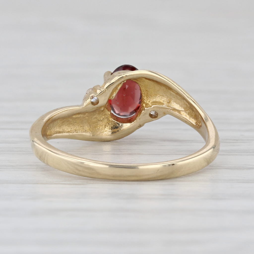 0.50ctw Garnet Cubic Zirconia Ring 10k Yellow Gold Size 6.25 Oval Bypass