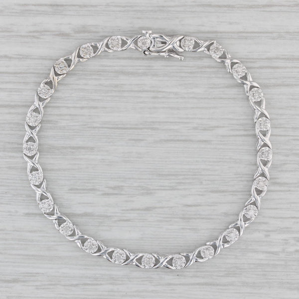 0.15ctw Diamond XO Tennis Bracelet 10k White Gold 6.25" 3.5mm