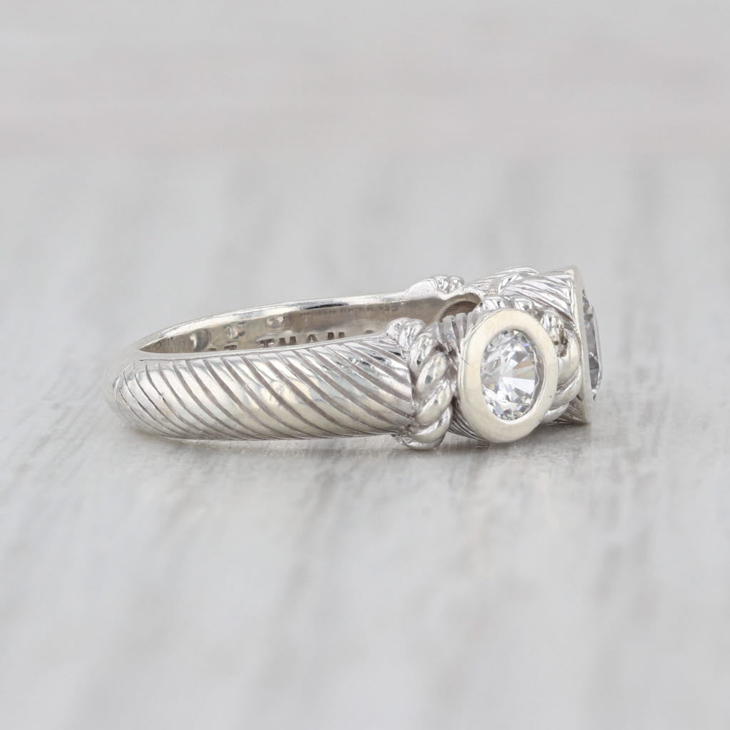 Judith Ripka Cubic Zirconia 3-Stone Ring Sterling Silver Size 5